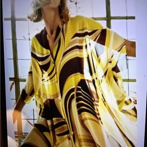 Zara Yellow and Brown Striped Button Down Shirt